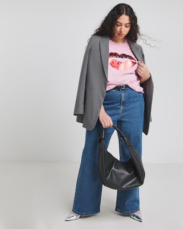 Simply Be Pink Foil Lips T-Shirt