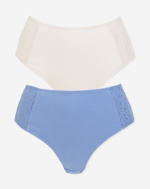 Pretty Secrets (2 Pack) New Sarah Cotton Full Fit Knickers Blue/Cream