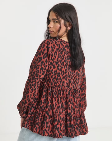 Simply Be Leopard Print Tiered Smock Top