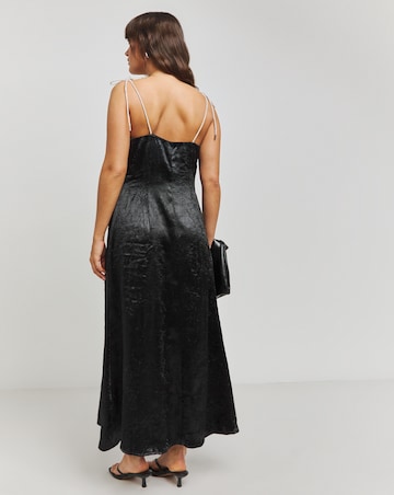 Black Liquid Satin Slip Midaxi Dress