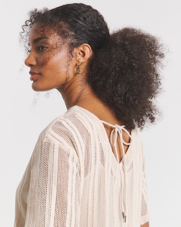 Native Youth Stripe Crochet Peplum Dress