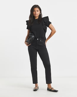 Simply Be 99 1 Washed Black Comfort Stretch Loose Mom Jeans