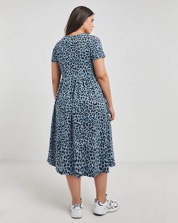 Blue Animal Supersoft Midi Dress With Pockets