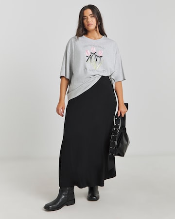 Grey Marl Flower Market Graphic T-Shirt with 3D Bows
