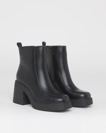 Lina Square Toe Platform Ankle Boots - Wide Fit (E)