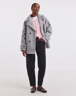 Simply Be Grey Teddy Peacoat