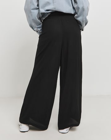 Crinkled Shirred Waist Wide Trousers Regular