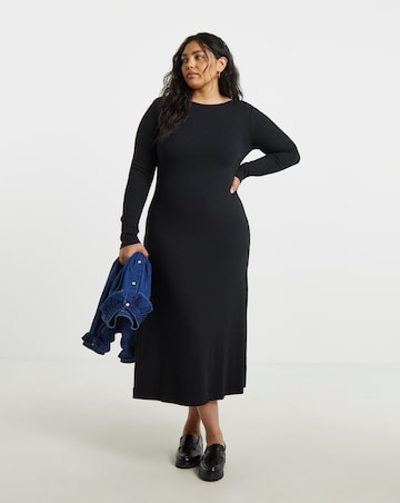 Tommy Hilfiger Rib Flare Midi Dress