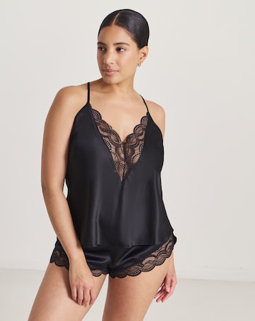 Ann Summers Adoration Satin And Lace Cami Set Black
