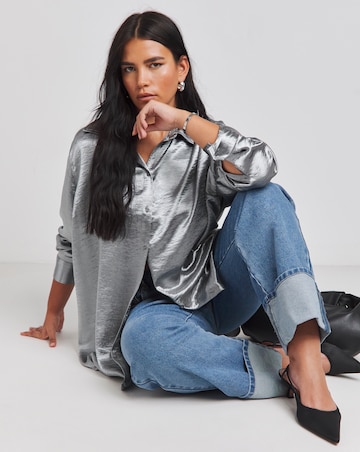 Charcoal Premium Satin Relaxed Shirt