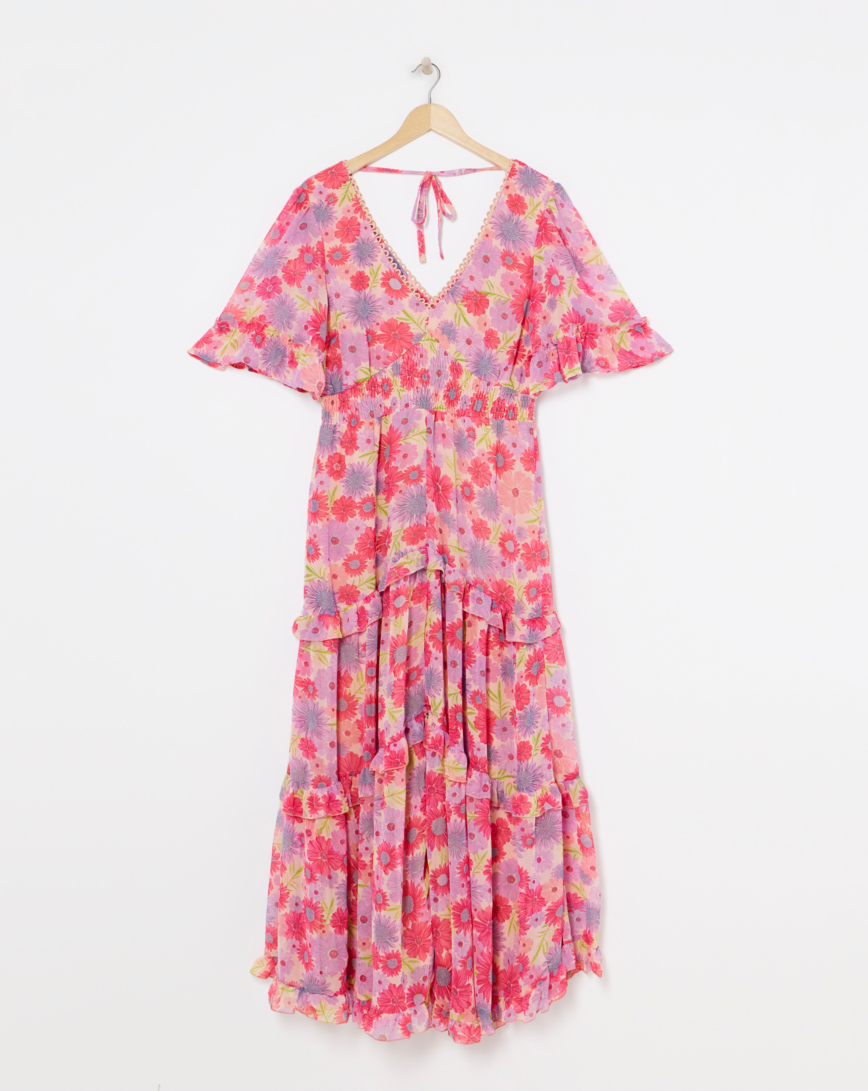 Simply Be Pink Floral Tiered Maxi Dress