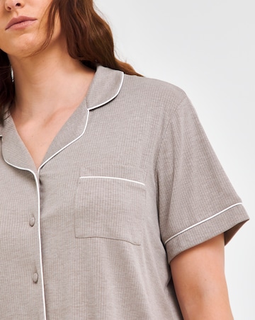Pretty Secrets Supersoft Ribbed Button Through Pyjama Set