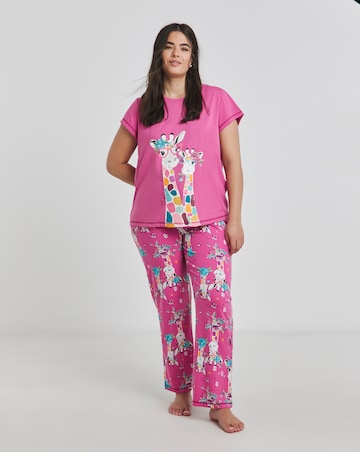 Joe Browns Jersey Pyjamas In A Bag Giraffe Print