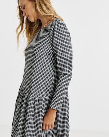 Simply Be Mono Jersey Check Drop Waist Midi Dress