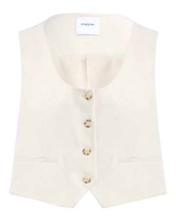 Stone Linen Tailored Waistcoat