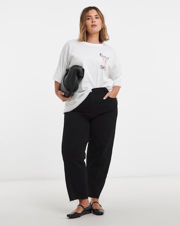 Simply Be White Queen of Cocktails Oversized Graphic T-Shirt
