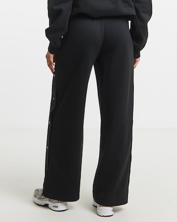 Black Half Popper Wide Leg Joggers