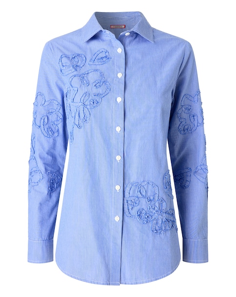 Joe Browns Rebecca Applique Blue Pinstripe Shirt