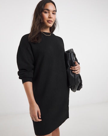 Simply Be Cosy Yarn Black Crew Neck Mini Dress