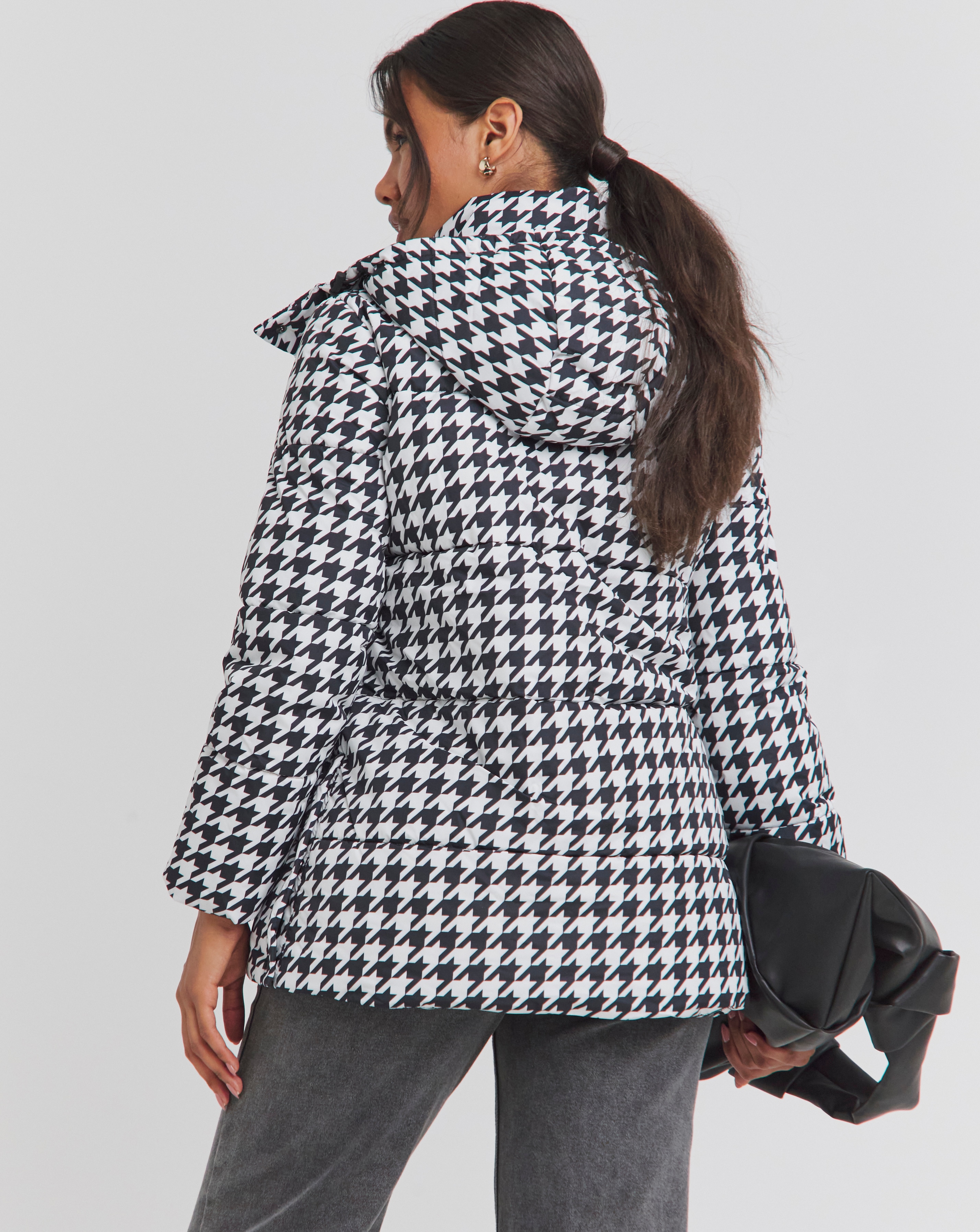 Houndstooth Mid Duvet Puffer Coat Simply Be