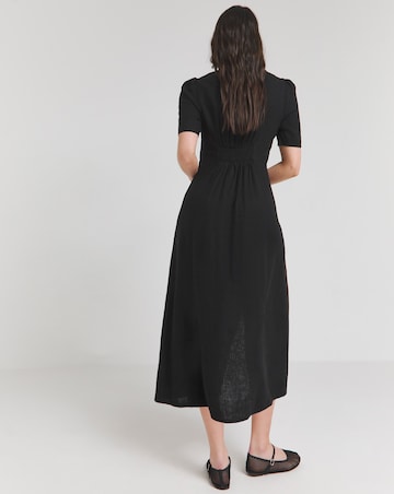 Nobody's Child Black Linen Blend Alexa Midi Dress