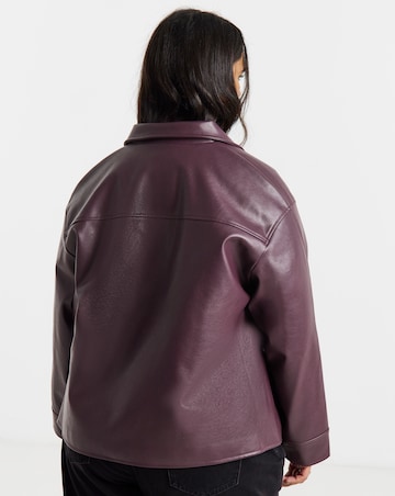 Blackcurrant Faux Leather Button Through Shacket