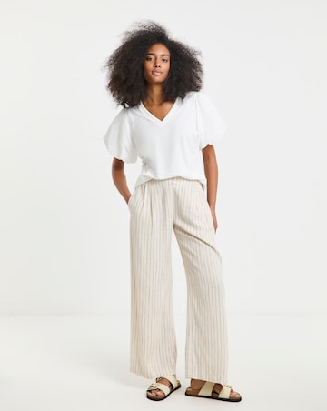 Simply Be White Broderie Sleeve V Neck T-Shirt