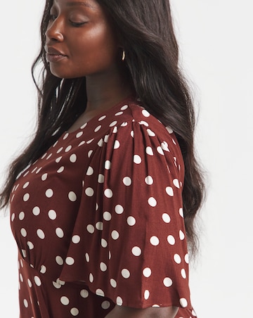 Simply Be Chocolate Spot Print Viscose Midi Dress