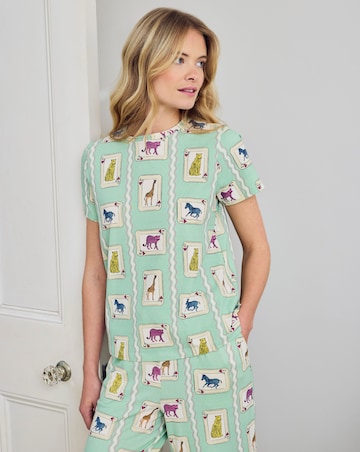 Chelsea Peers Organic Cotton Crew Neck TShirt & Capri Bottoms Pyjama Set