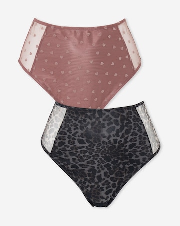 Pretty Secrets (2 Pack) Hannah Heart & Animal Print Full Brief Knickers