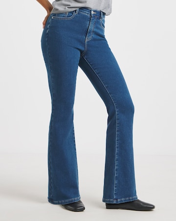 Indigo Fleece Lined Cosy Warm Feel Stretch Flare Leg Jeans