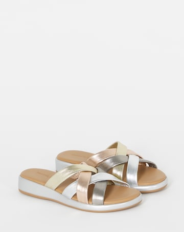 Carmen Soft Multicolour Leather Tubular Mule Sandals - Wide Fit (E)