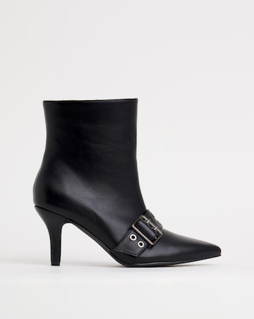 Raven Kitten Heel Boots With Eyelet Strap Detailing - Wide Fit (E)