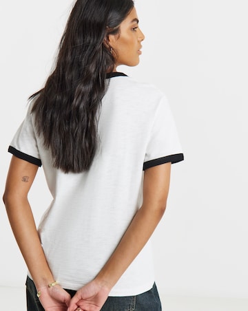 Simply Be Black & White Morello Cherries Graphic Ringer T-Shirt