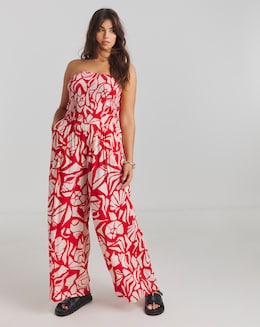 Shirred Bandeau Beach Jumpsuit