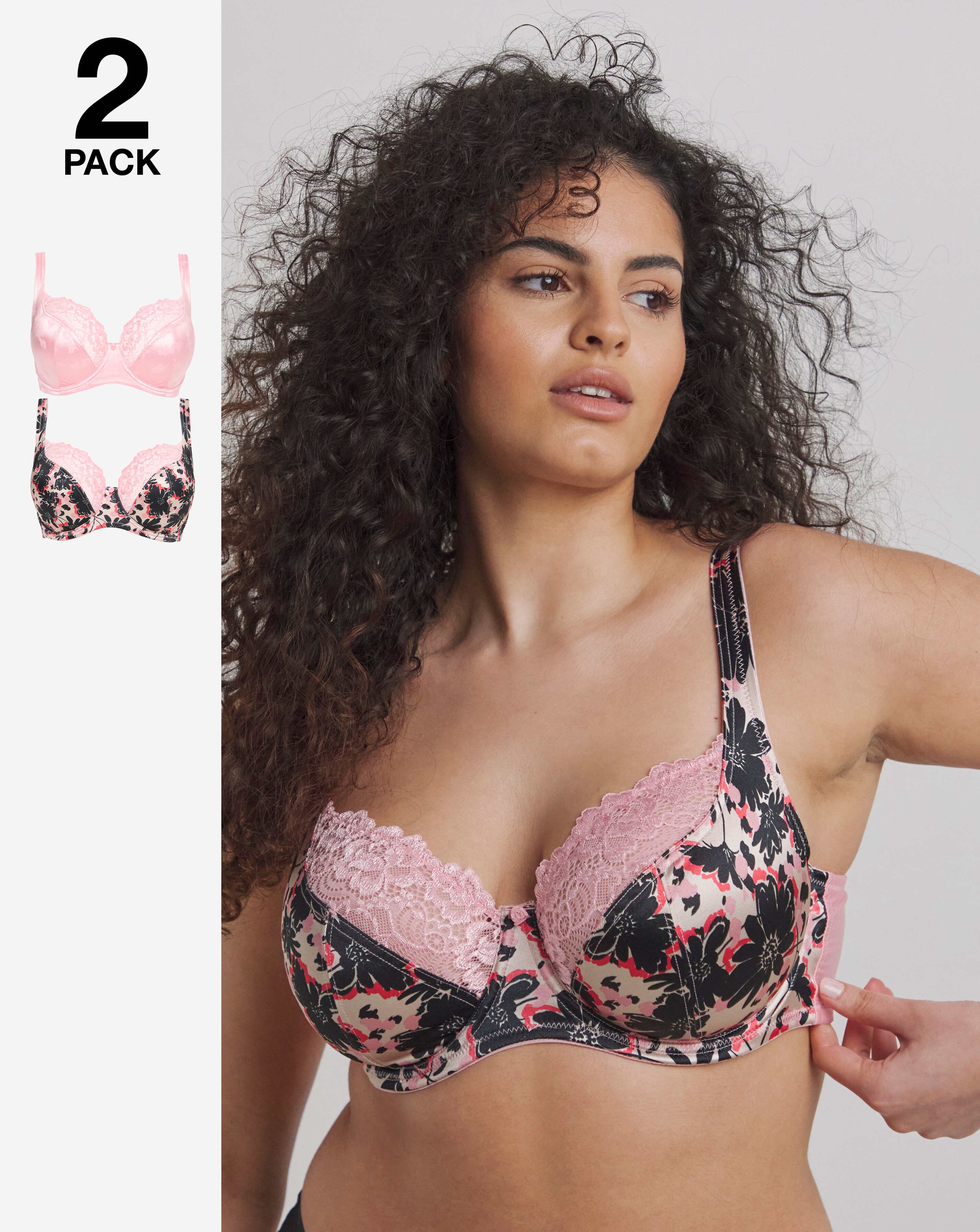 Pretty Secrets (2 Pack) Laura Floral Full Cup Wired Bras (B-H)