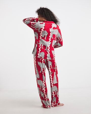 Chelsea Peers Jersey Button Up Leopard Print Pyjama Set
