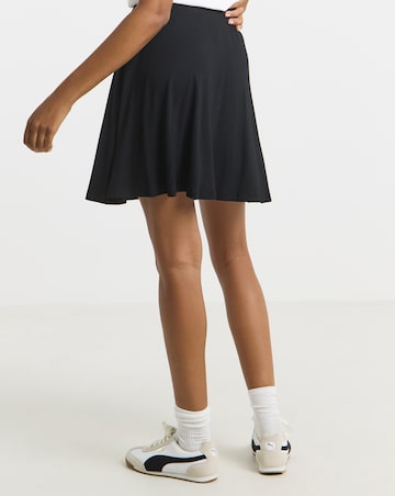 Black V/E Jersey Skater Skirt
