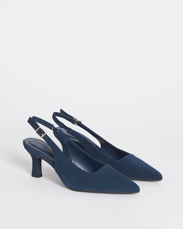 Verona Suede Pointed Toe Slingback Heels - Extra Wide Fit (EEE)
