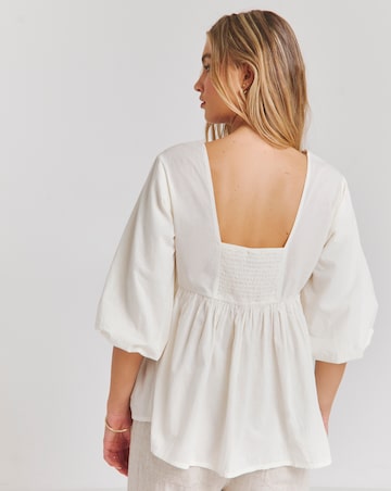Simply Be Ivory Embroidered Cornelli V Neck Smock Top