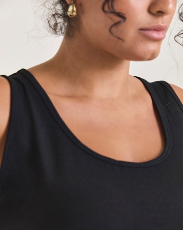 Pretty Secrets (2 Pack) Thermal Vest Tops Black/Oatmeal