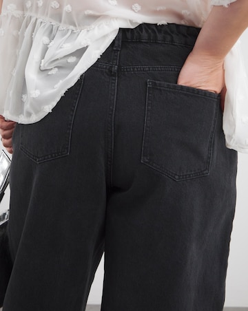 Washed Black Barrel Leg Jeans