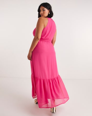 Simply Be Pink Halterneck Tiered Dress