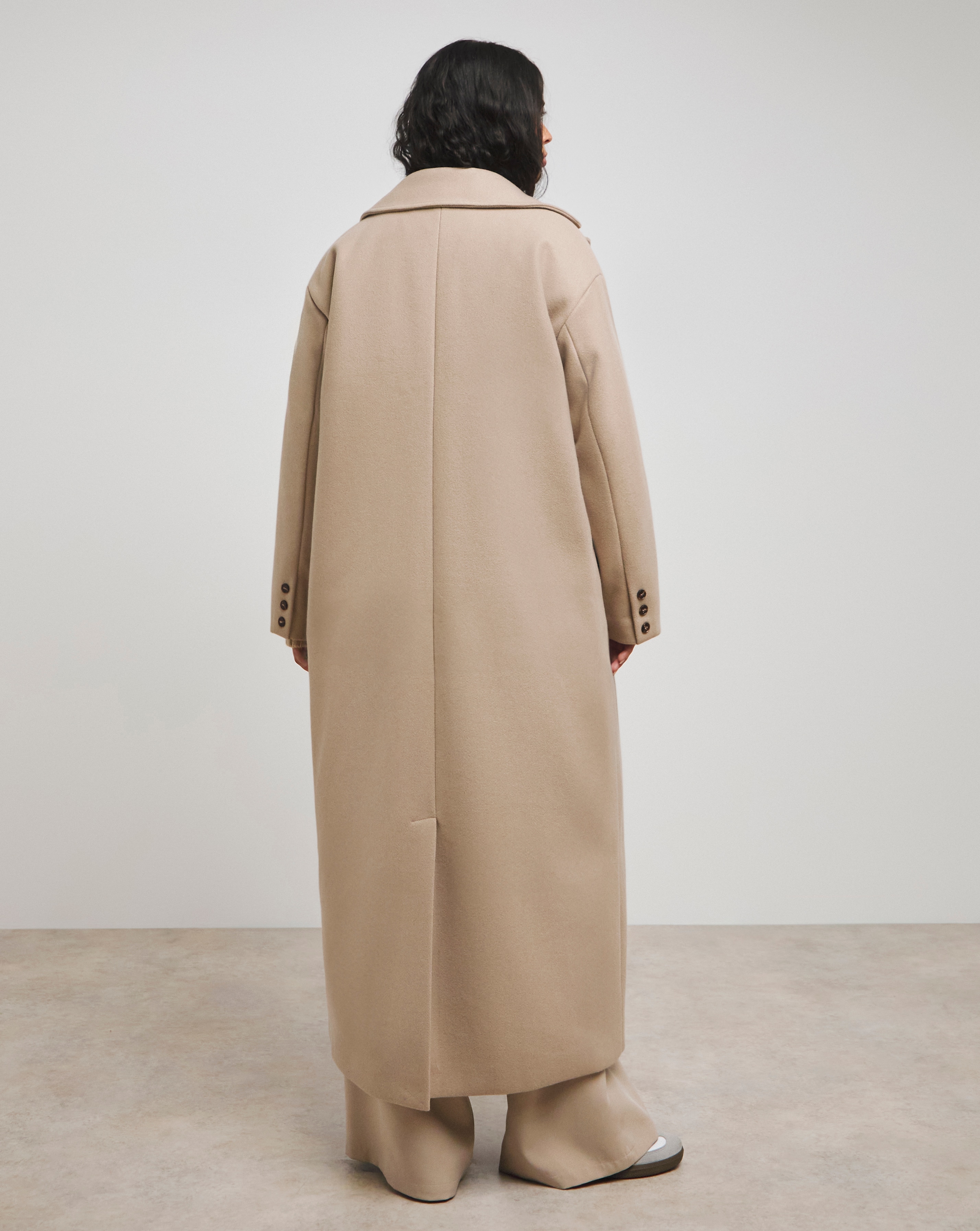Mocha Faux Wool Maxi Coat | Simply Be