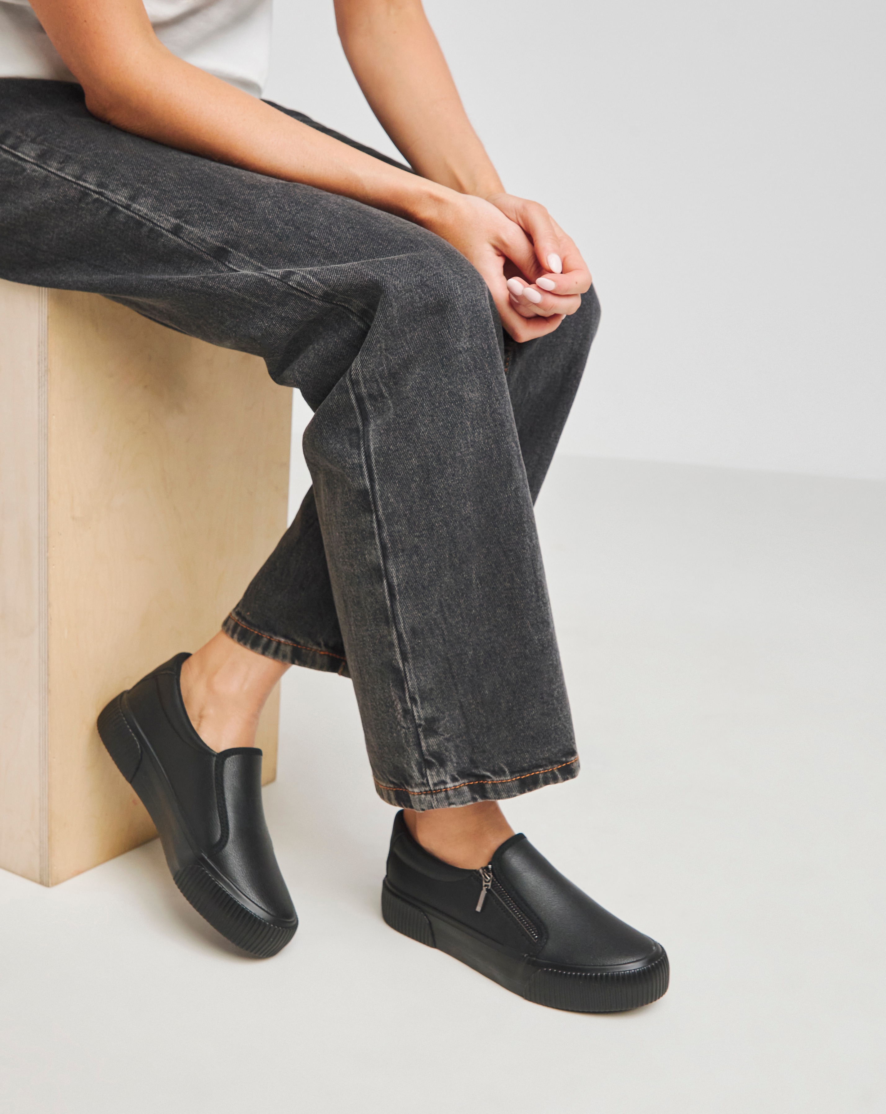 Esme Side Zip Trainers - Wide Fit (E)