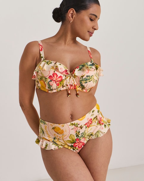 Figleaves Fruit Print Frill Tummy Control Bikini Bottoms