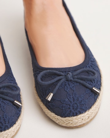 Simply Be Arielle Broderie Ballerina Espadrille - Wide Fit (E)