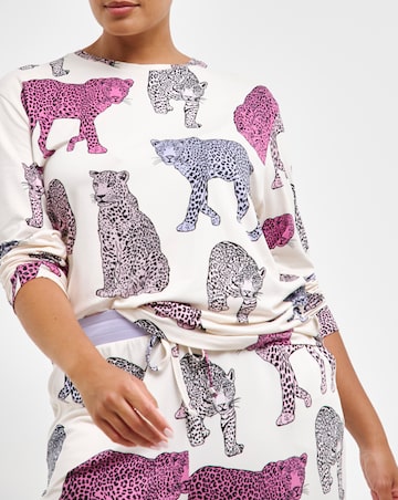 Chelsea Peers Jersey Leopard Print Crew Pyjama Set