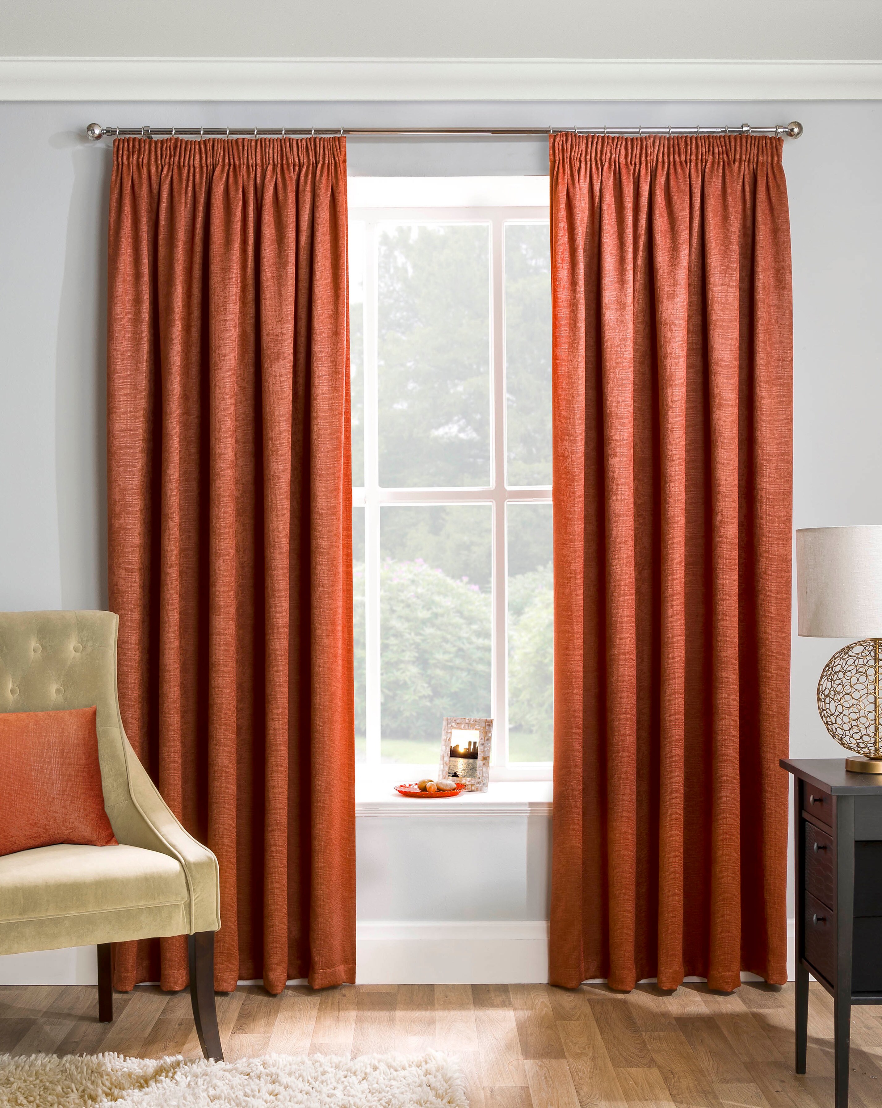 Matrix Light Filtering Textured Embossed Pencil Pleat Thermal Curtain