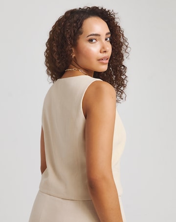 Stone Linen Tailored Waistcoat